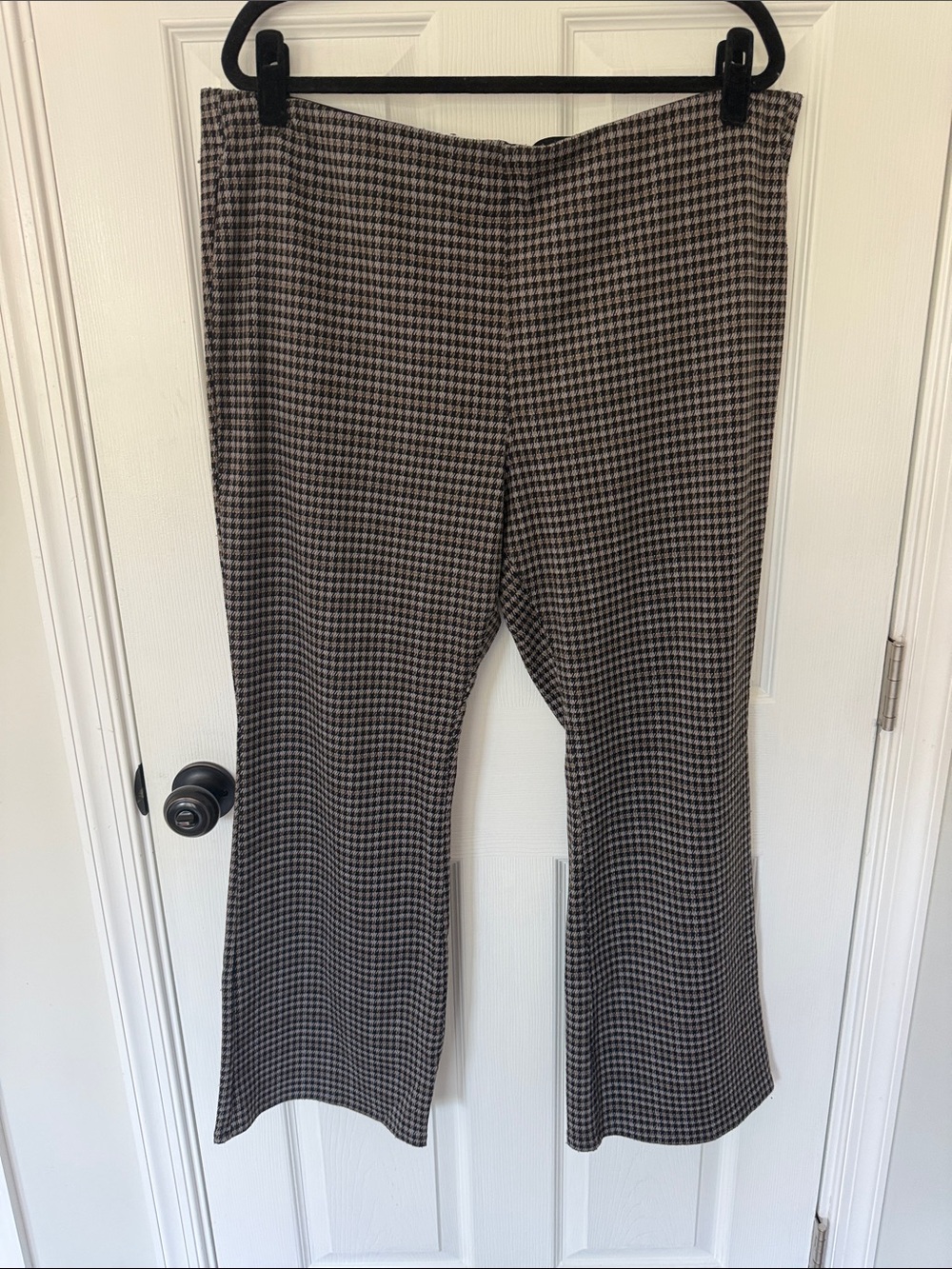 Women’s Houndstooth Wide-Leg Pants - Black & Cream